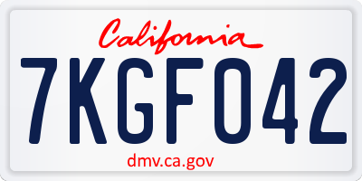 CA license plate 7KGF042
