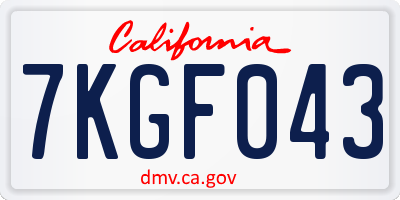 CA license plate 7KGF043