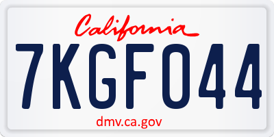 CA license plate 7KGF044