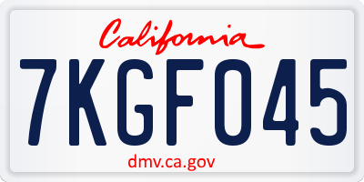 CA license plate 7KGF045