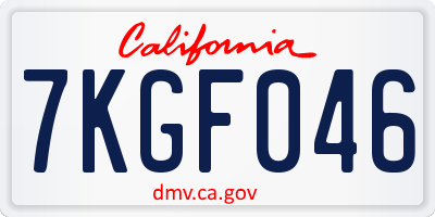 CA license plate 7KGF046