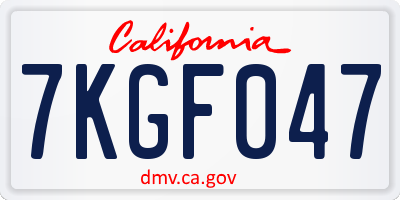 CA license plate 7KGF047