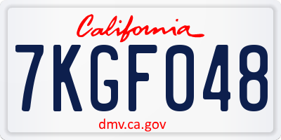 CA license plate 7KGF048