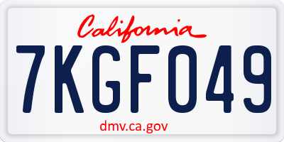 CA license plate 7KGF049