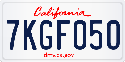 CA license plate 7KGF050