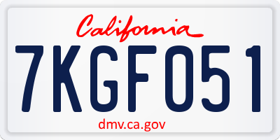 CA license plate 7KGF051
