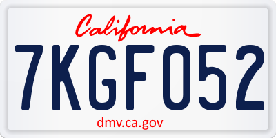 CA license plate 7KGF052