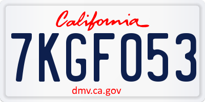 CA license plate 7KGF053