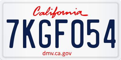 CA license plate 7KGF054