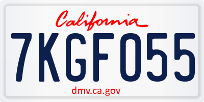 CA license plate 7KGF055