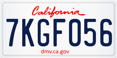 CA license plate 7KGF056