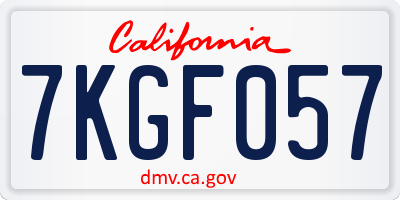 CA license plate 7KGF057