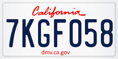 CA license plate 7KGF058