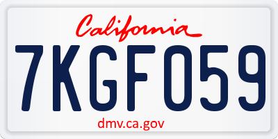 CA license plate 7KGF059