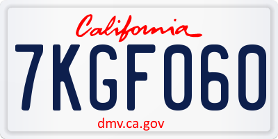 CA license plate 7KGF060
