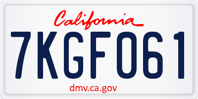 CA license plate 7KGF061