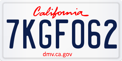 CA license plate 7KGF062