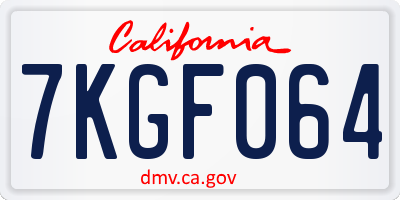 CA license plate 7KGF064