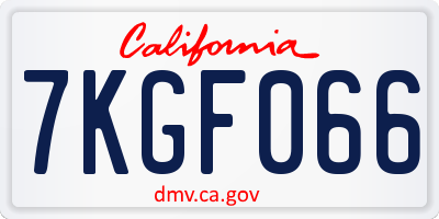 CA license plate 7KGF066