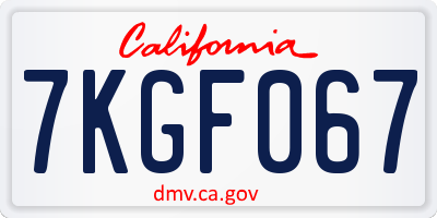 CA license plate 7KGF067