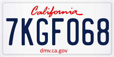 CA license plate 7KGF068