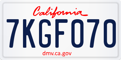 CA license plate 7KGF070