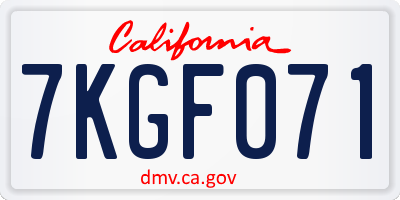 CA license plate 7KGF071