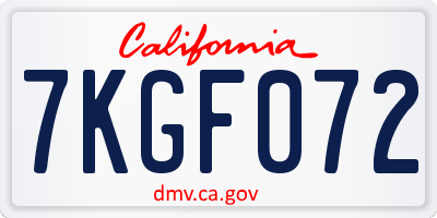 CA license plate 7KGF072
