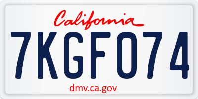 CA license plate 7KGF074