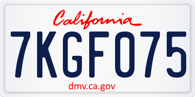 CA license plate 7KGF075