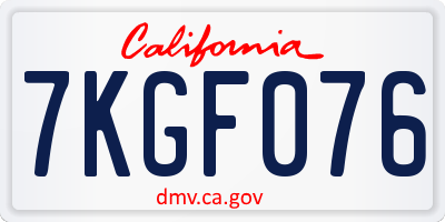 CA license plate 7KGF076
