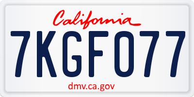 CA license plate 7KGF077