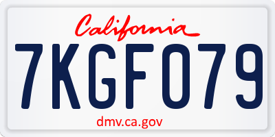 CA license plate 7KGF079