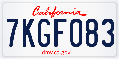 CA license plate 7KGF083