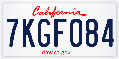 CA license plate 7KGF084