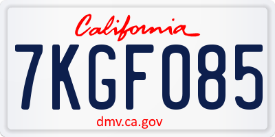 CA license plate 7KGF085