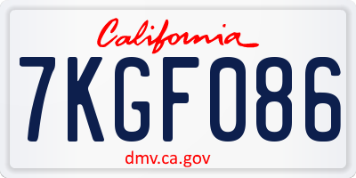 CA license plate 7KGF086