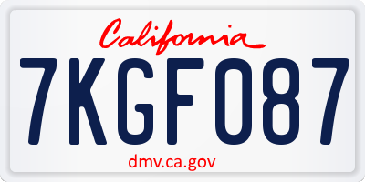 CA license plate 7KGF087