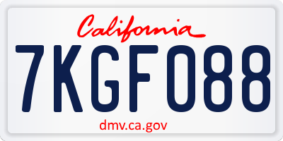 CA license plate 7KGF088