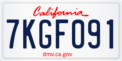CA license plate 7KGF091