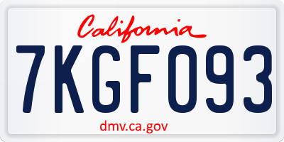 CA license plate 7KGF093