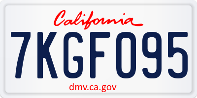 CA license plate 7KGF095