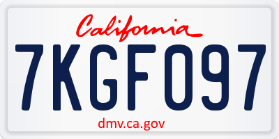 CA license plate 7KGF097
