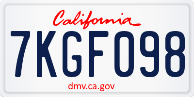 CA license plate 7KGF098