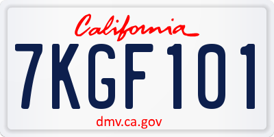 CA license plate 7KGF101