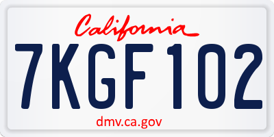 CA license plate 7KGF102