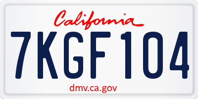 CA license plate 7KGF104