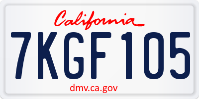 CA license plate 7KGF105