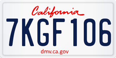 CA license plate 7KGF106