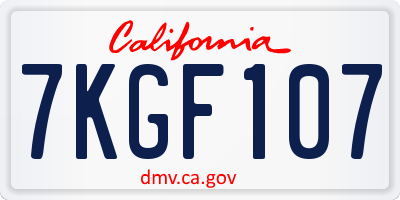CA license plate 7KGF107